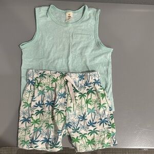 Tucker + Tate Mint Tank with Green & Blue Palm Print Shorts